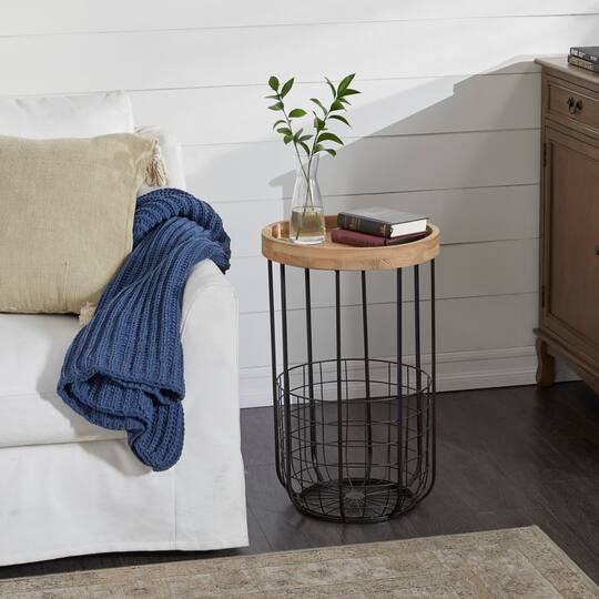 16" Black Industrial Compact Accent Table